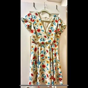 Cream and floral faux wrap sundress from Altar’d State Size M
